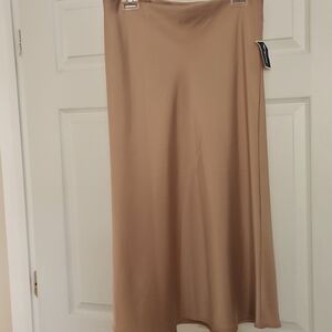 Tan A-line Midi Skirt for Work